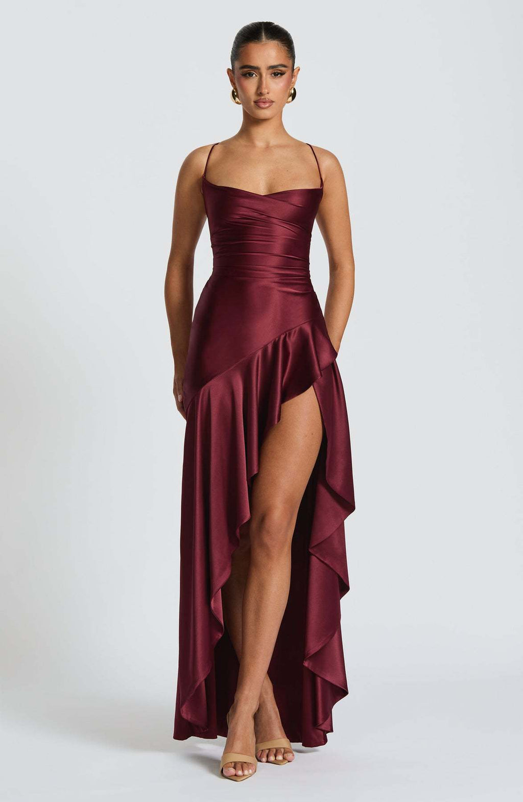 "Women's Backless Ruffles Irregular Dress - Summer Fashion Evening Party Club Split Suspender Maxi Dresses.