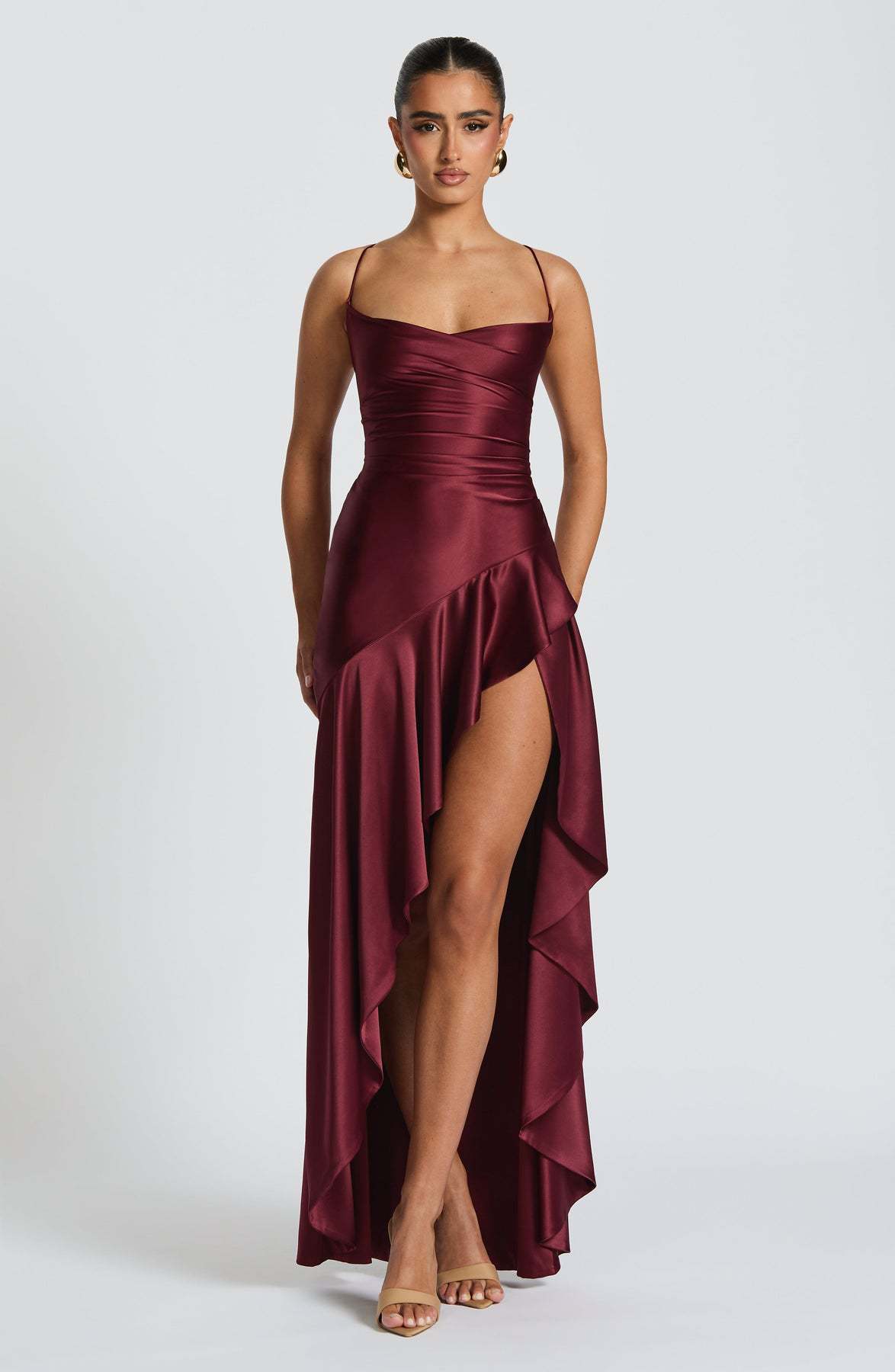 "Women's Backless Ruffles Irregular Dress - Summer Fashion Evening Party Club Split Suspender Maxi Dresses.