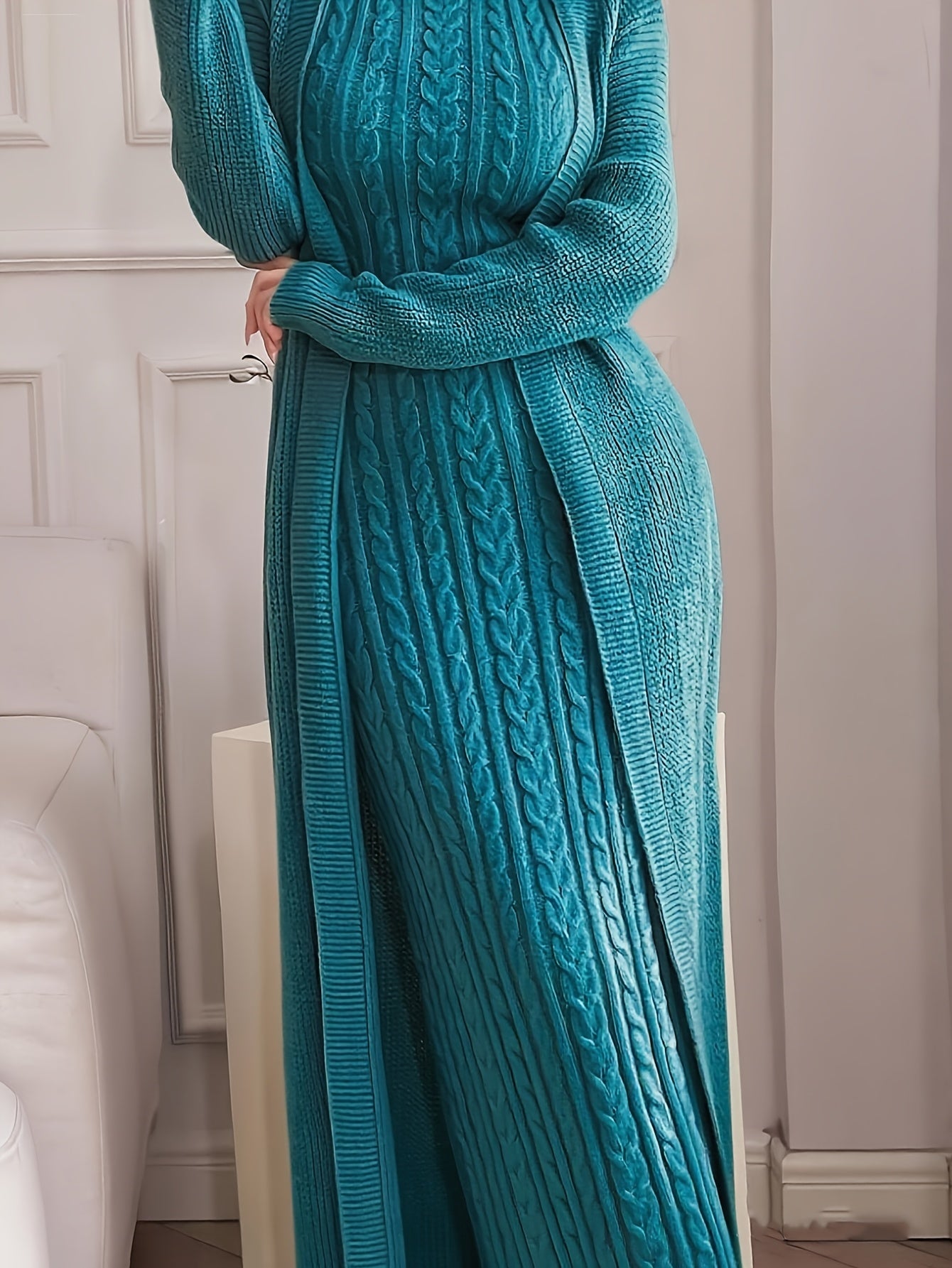 Elegant Two-Piece Knitted Sweater Set for Women
