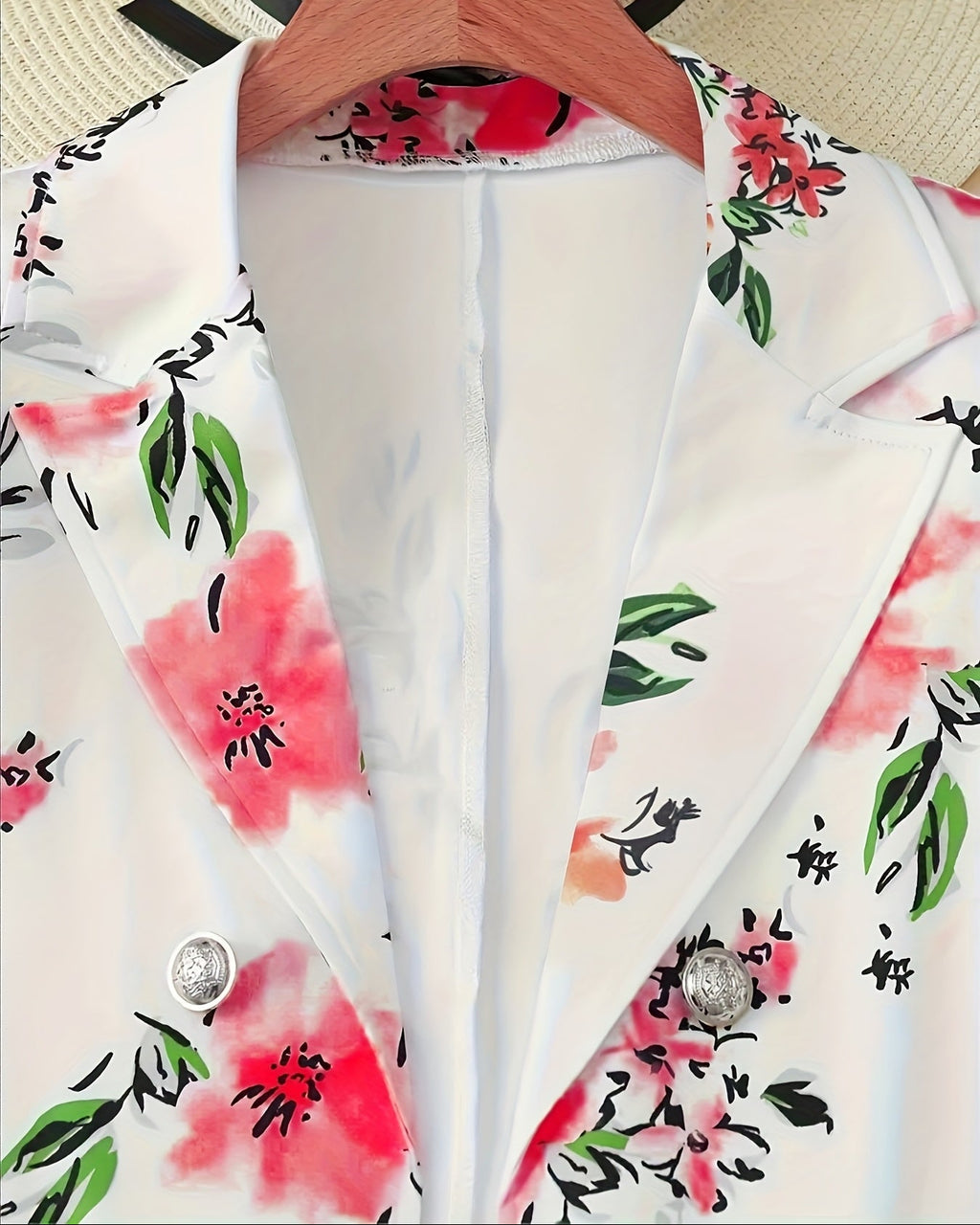 Elegant Floral Blazer and Skirt Set