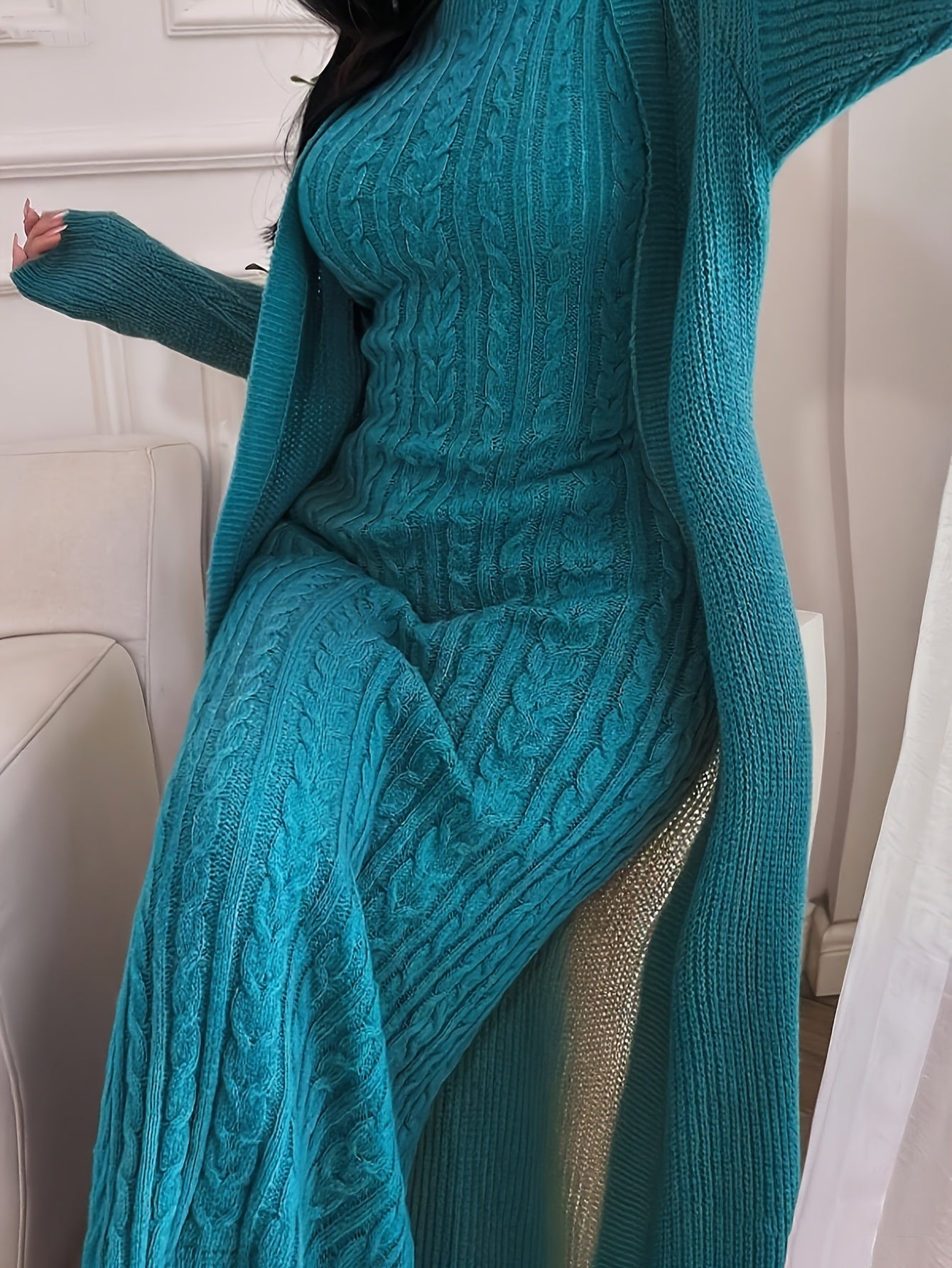 Elegant Two-Piece Knitted Sweater Set for Women