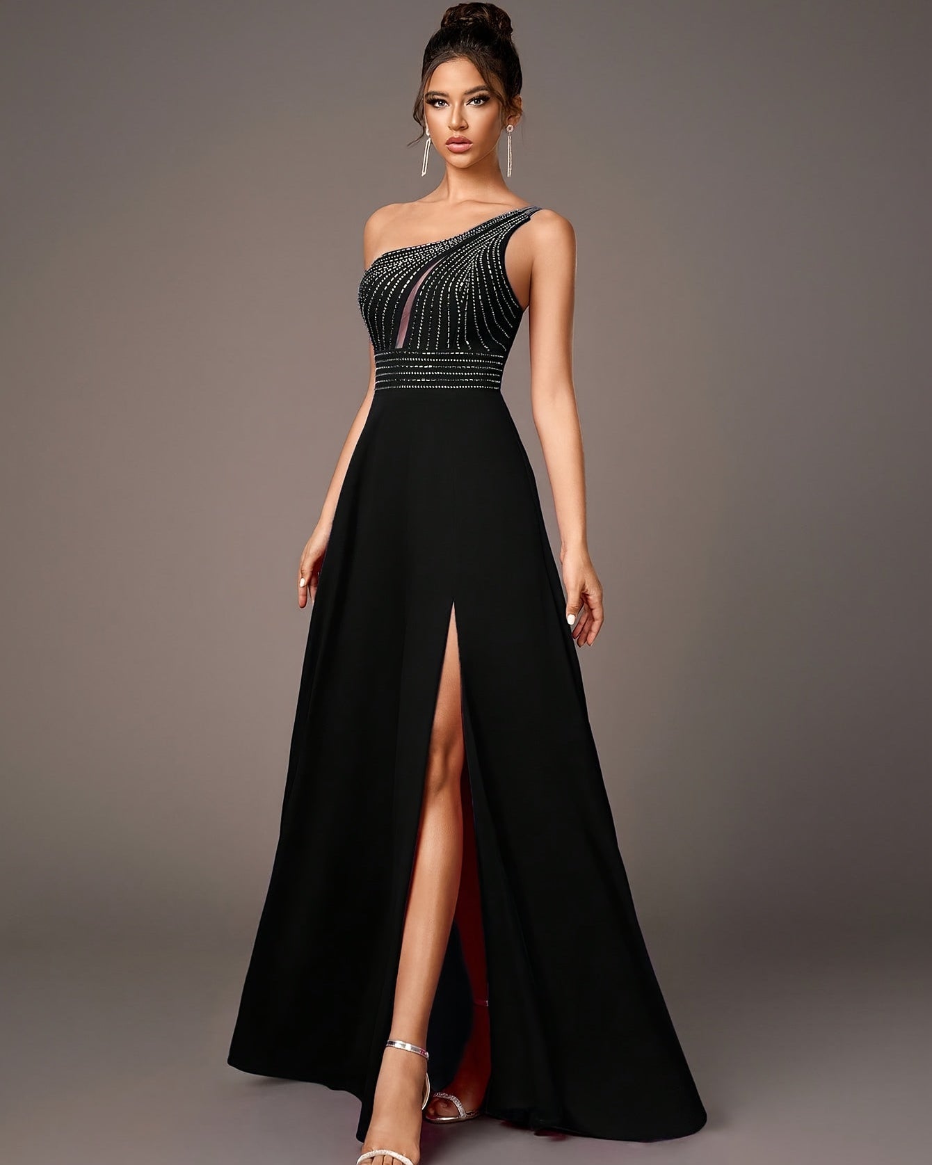 Elegant Black One-Shoulder Evening Dress