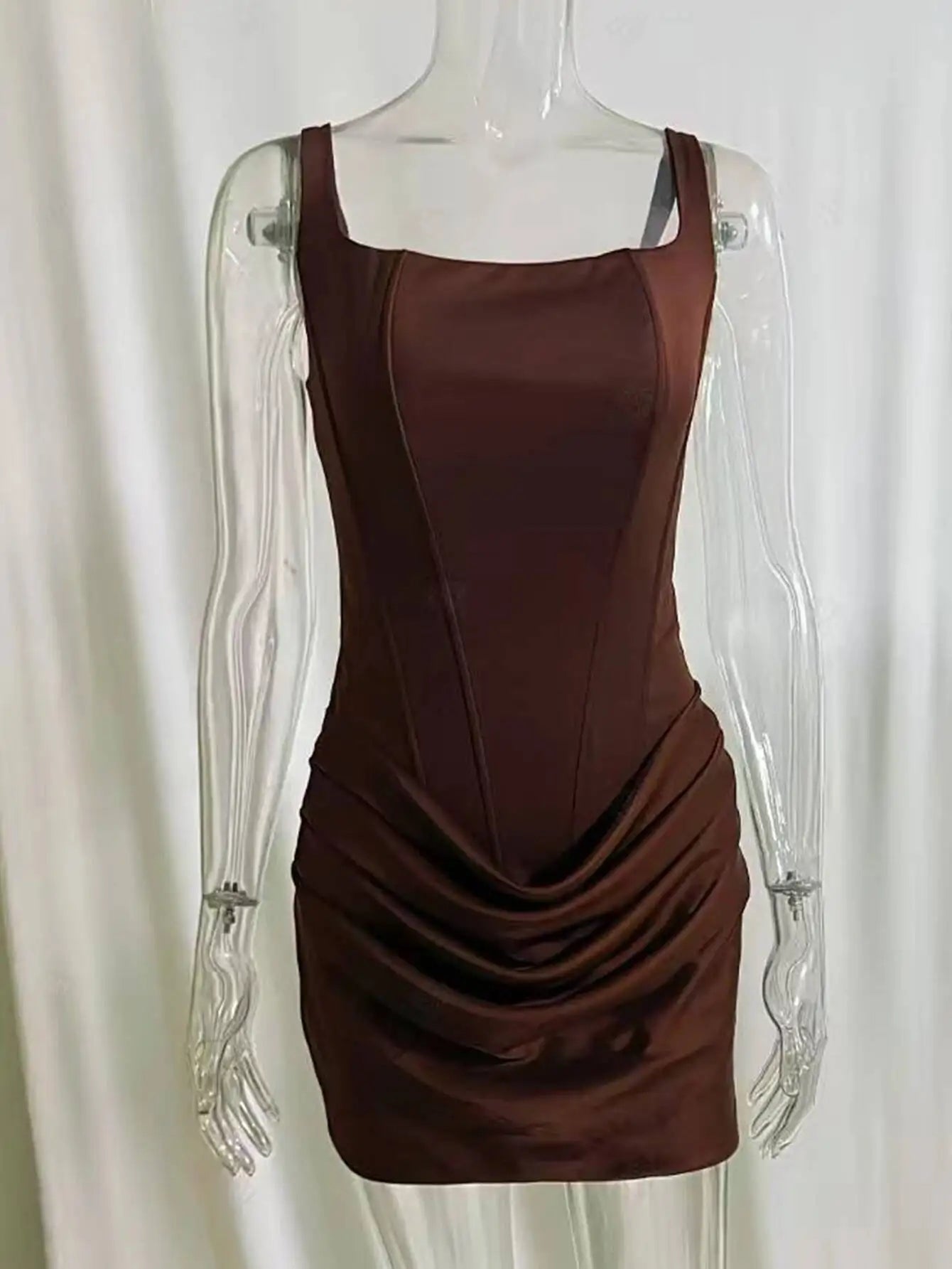 Women Square-neck Halter Mini Dress